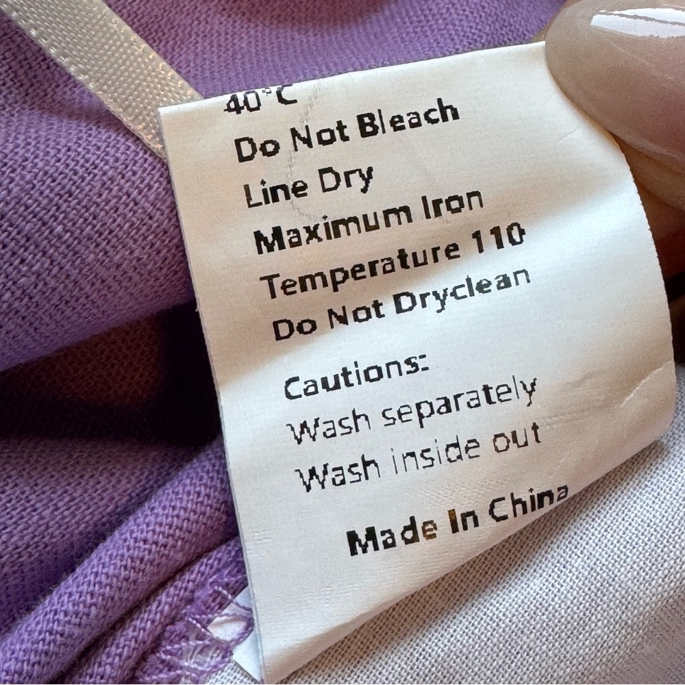 Commense Light Purple Lilac Cotton Pleated Pants Trousers pockets elastic, Small - Picture 9 of 10